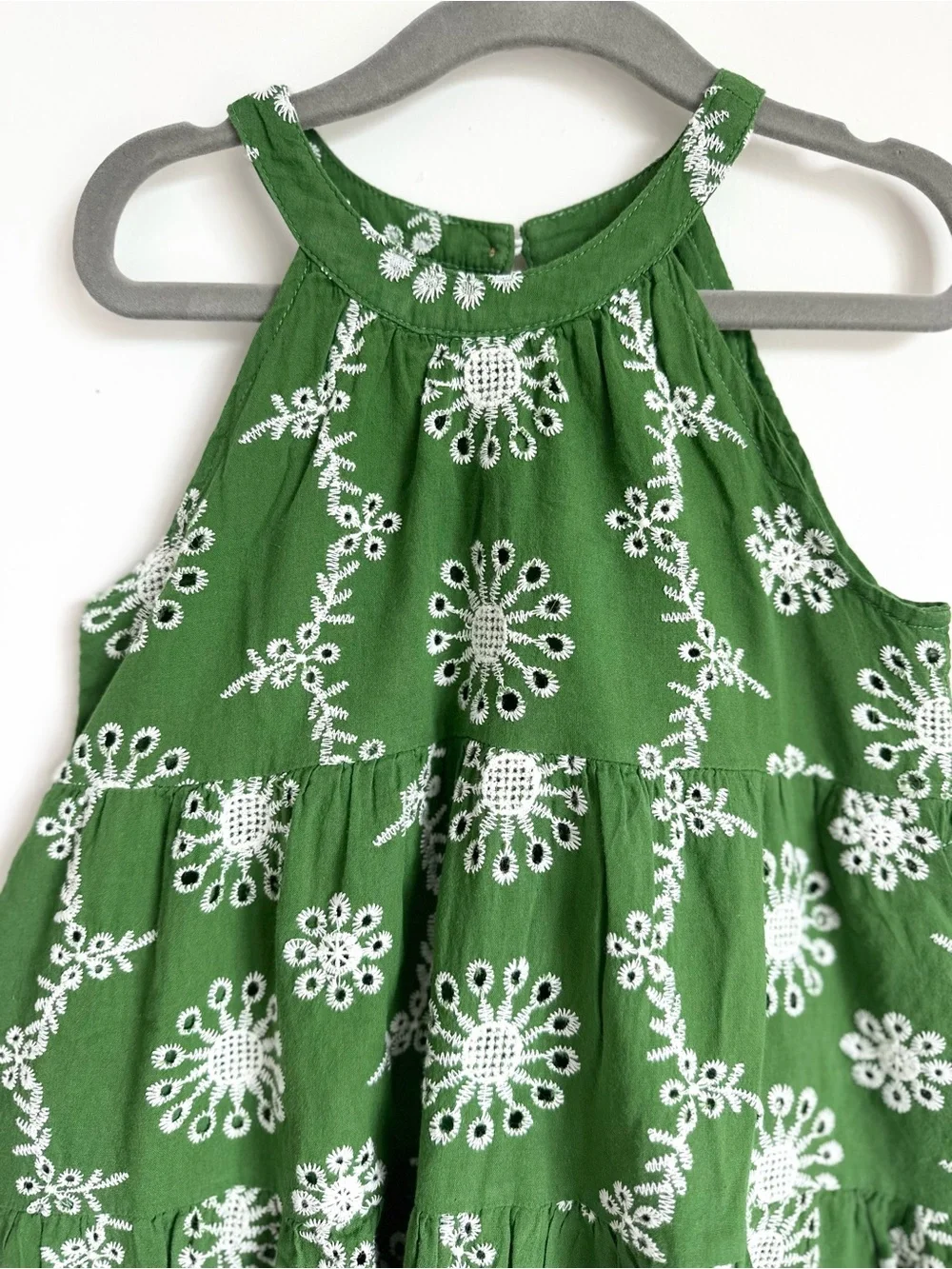 VIGNETTE Girls Green Embroidered Halter Sundress Size 7Y